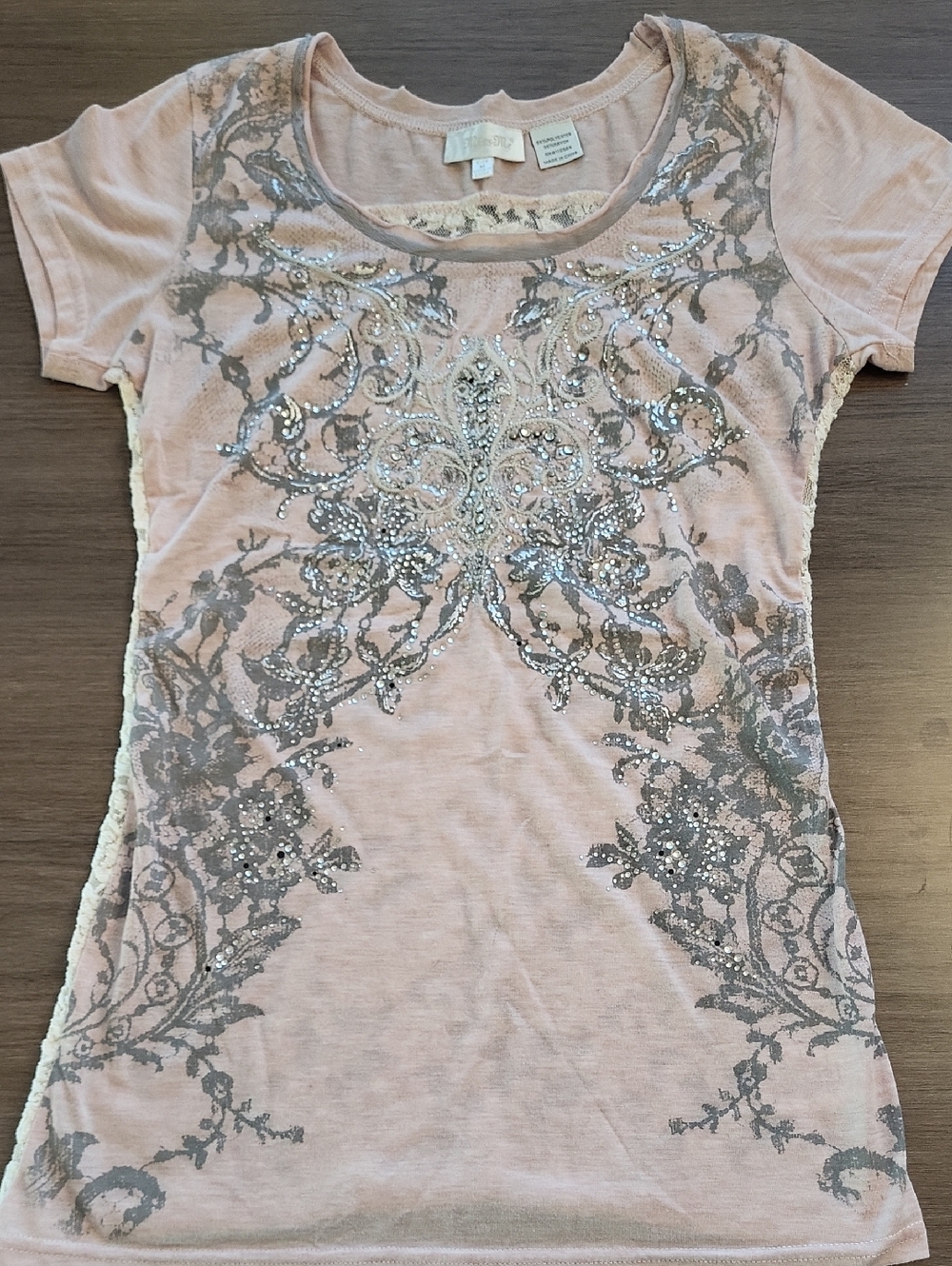 Miss Me Women's Pink Short Sleeve Shirt Medium